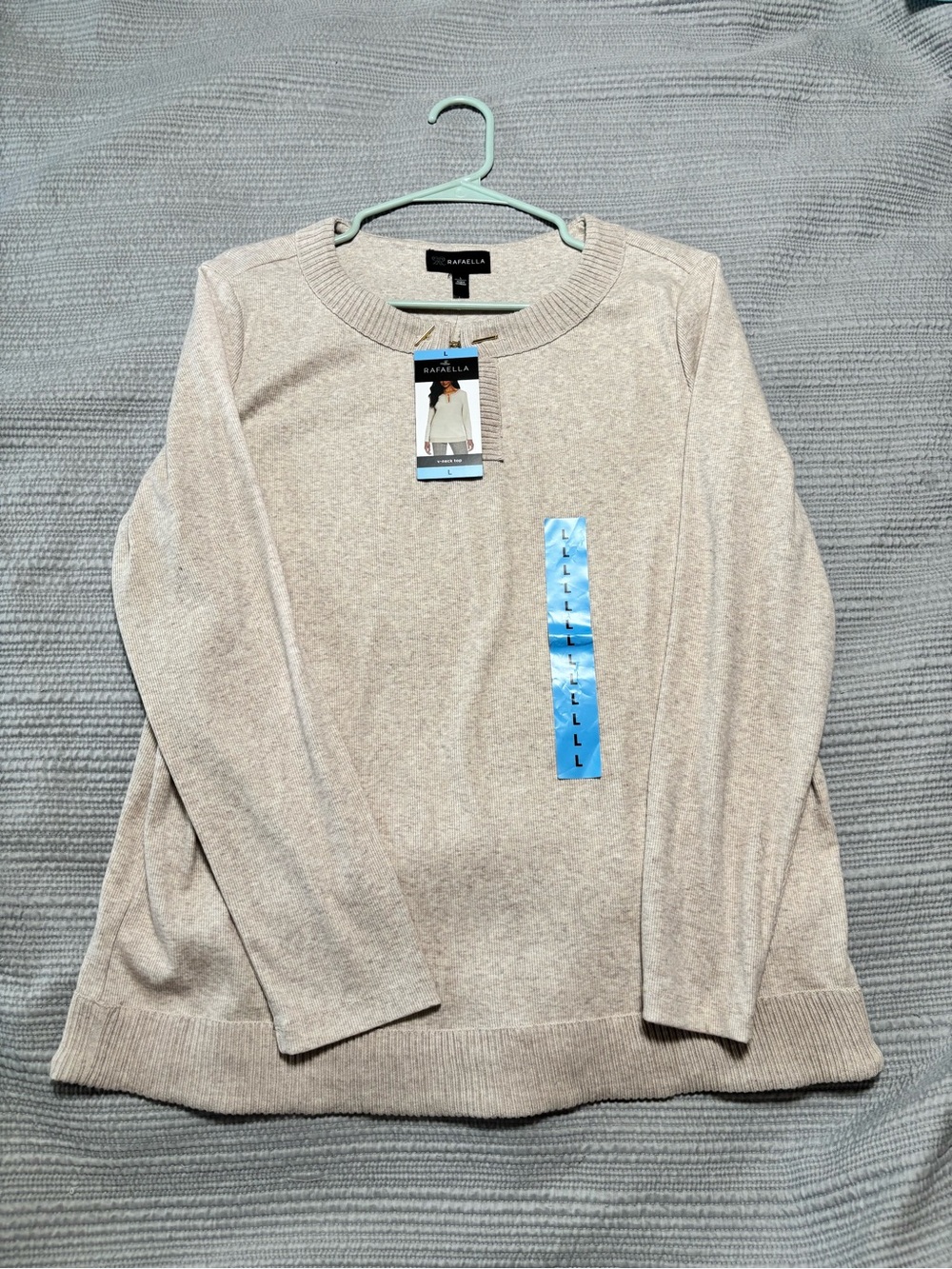 Rafaella Women’s Crew/V-Neck Sweater in Light Beige